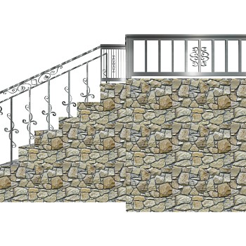 欧式铁艺单跑楼梯草图大师模型，铁艺单跑楼梯sketchup模型免费下载