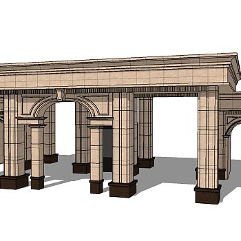 欧式入口大门草图大师模型下载，入口大门sketchup模型