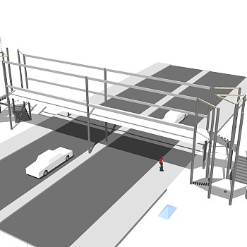 现代人行天桥草图大师模型，人行天桥sketchup模型免费下载