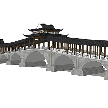 廊桥草图大师模型设计下载，sketchup廊桥su模型分享