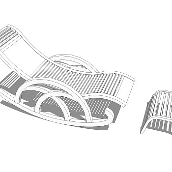 现代白色 躺椅su模型，简约椅子草图大师模下载