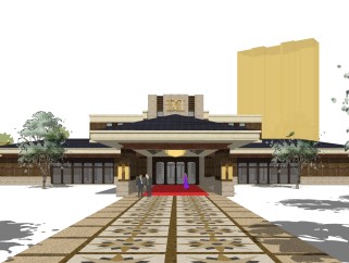 欧式新古典酒店草图大师模型，新古典酒店sketchup模型免费下载