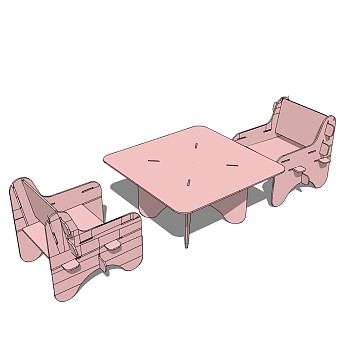 现代儿童桌椅su模型，儿童桌椅草图大师模型下载