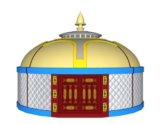 现代蒙古包skp模型，帐篷su模型下载