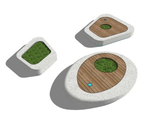 现代种植池座椅skb模型分享，树池坐椅su模型下载