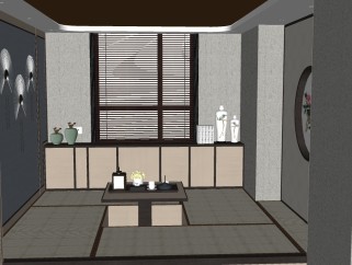 日式茶室草图大师模型，茶室skp模型下载