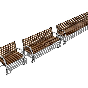 条形座椅skb模型分享，公园椅sketchup模型免费下载