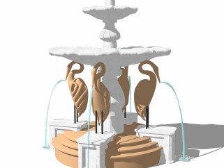 现代鹤型喷泉涌泉skp模型，水景skb文件下载