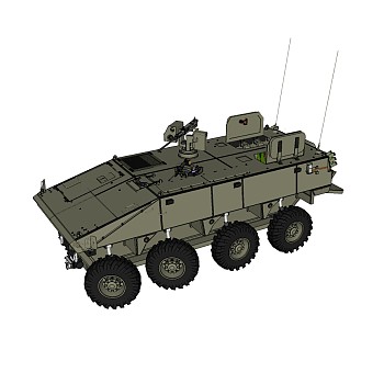 现代vbci轮式步兵战车草图大师模型，装甲车su模型下载