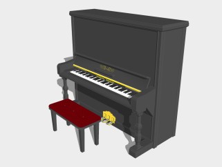  现代钢琴草图大师模型，钢琴sketchup模型下载