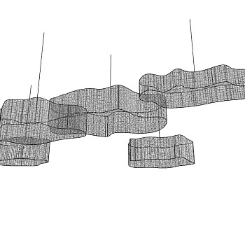  现代异形艺术吊灯sketchup模型，吊灯skp模型下载