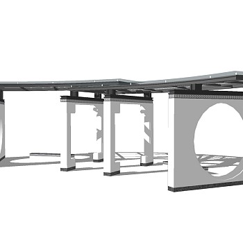 新中式景观廊架草图大师模型，景观廊架sketchup模型下载