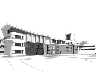 现代办公楼外观草图大师模型，办公楼外观sketchup模型免费下载