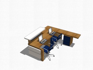 现代办工桌草图大师模型，办公桌sketchup模型下载