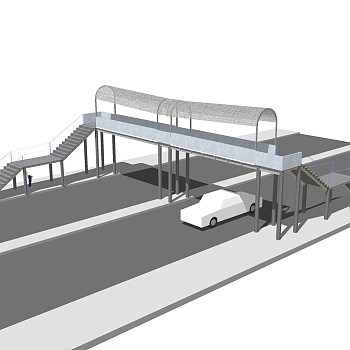 现代人行天桥草图大师模型，人行天桥sketchup模型免费下载
