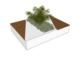 现代树池坐凳skb文件下载，树池坐凳草图大师模型下载