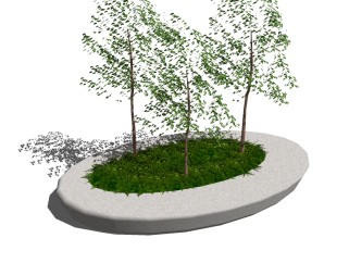 现代异形树池cketchup模型下载，树池坐椅skb模型分享