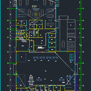 两层钢结构带维修车间4S汽车店建筑施工图，汽车店CAD施工图纸下载