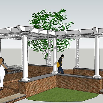 现代景观廊架草图大师模型，景观廊架sketchup模型下载