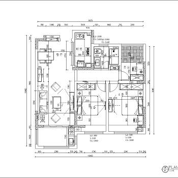 北欧两室两厅100㎡施工图CAD图纸dwg文件分享