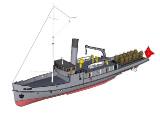 土耳其NUSRET神助号布雷舰草图大师模型，布雷舰SU模型下载