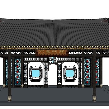 岭南古亭草图大师模型下载、岭南古亭su模型下载