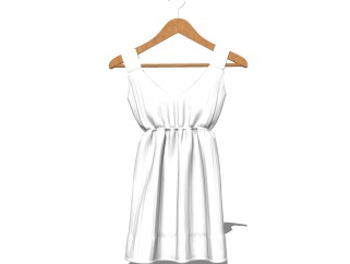 现代白色吊带裙免费su模型，服饰skp模型下载