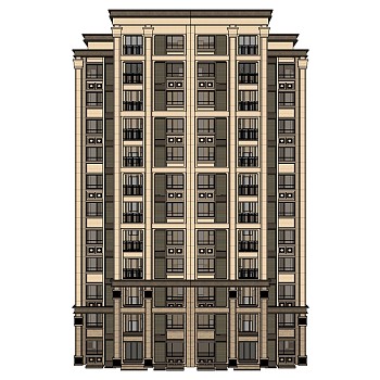 欧式高层住宅楼sketchup模型下载，住宅楼草图大师模型