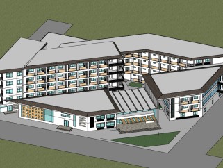 现代医疗建筑草图大师模型，医院sketchup模型