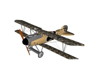 德国福克信天翁双翼战斗机su模型，战斗机草图大师模型下载
