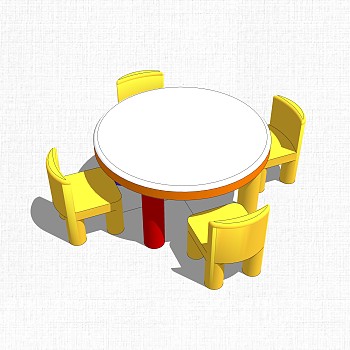 现代幼儿园桌椅草图大师模型，儿童桌椅su模型下载