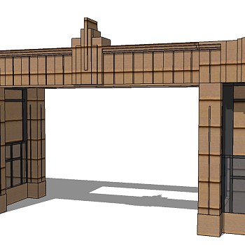 欧式入口大门草图大师模型下载，入口大门sketchup模型