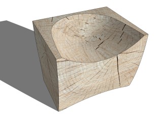 自然风实木凳子su模型，木凳子草图大师模型下载