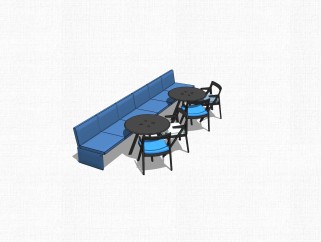 现代蓝色休闲办公沙发草图大师模型，办公沙发sketchup模型下载