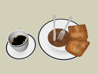 面包咖啡草图大师模型，面包咖啡sketchup模型下载