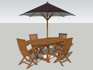 现代户外实木桌椅草图大师模型，户外实木桌椅sketchup模型下载