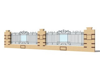 简欧围墙护栏免费su模型，栏杆skp模型下载