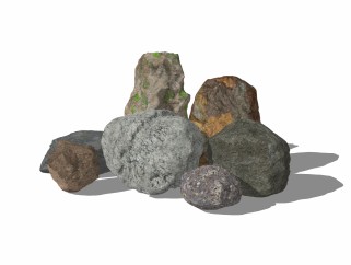 自然风石头草图大师模型，石头sketchup模型下载