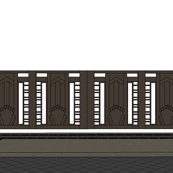 中式公园景观大门skp文件下载，公园景观sketchup模型