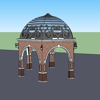 欧式凉亭sketchup模型下载，凉亭skb模型分享