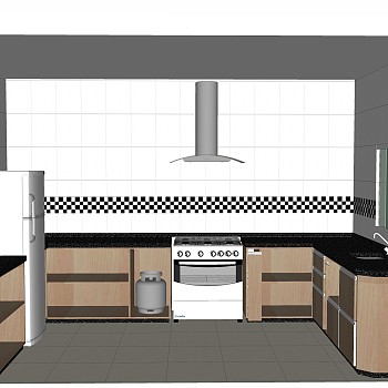现代厨房柜免费su模型，厨房柜skp模型下载