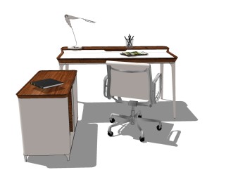 现代书桌草图大师模型下载、现代书桌su模型下载