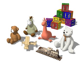 现代儿童卡通玩具草图大师模型，玩具su模型下载