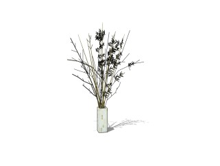 现代干支植物盆栽免费su模型下载，干支植物盆栽草图大师模型