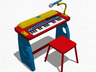 现代儿童钢琴桌椅草图大师模型，儿童桌椅su模型下载