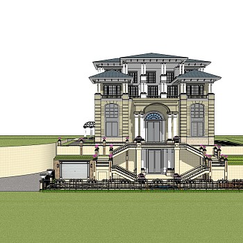 欧式别墅su模型，别墅草图大师模型下载