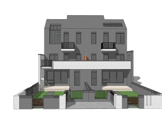 现代独栋别墅草图大师模型下载，独栋别墅sketchup模型