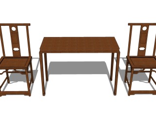 中式精品桌椅组合SU模型，单椅sketchup模型下载