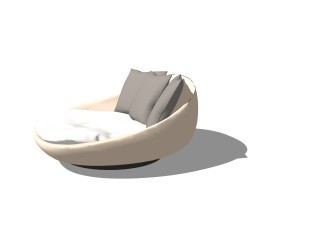 现代躺椅SU免费模型，现代白色简约躺椅sketchup模型