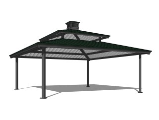 工业风金属雨棚sketchup模型，金属雨棚草图大师模型下载